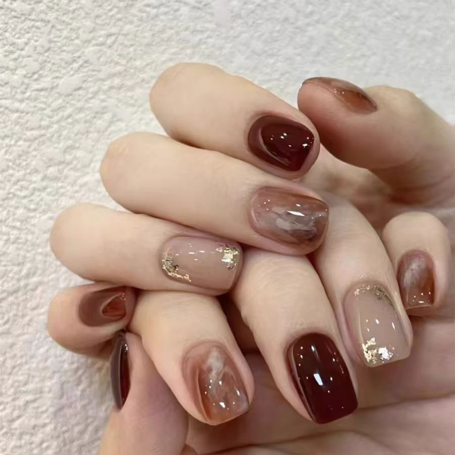 Maillard Reaction|Red Short Coffin Nail|Press On Nails