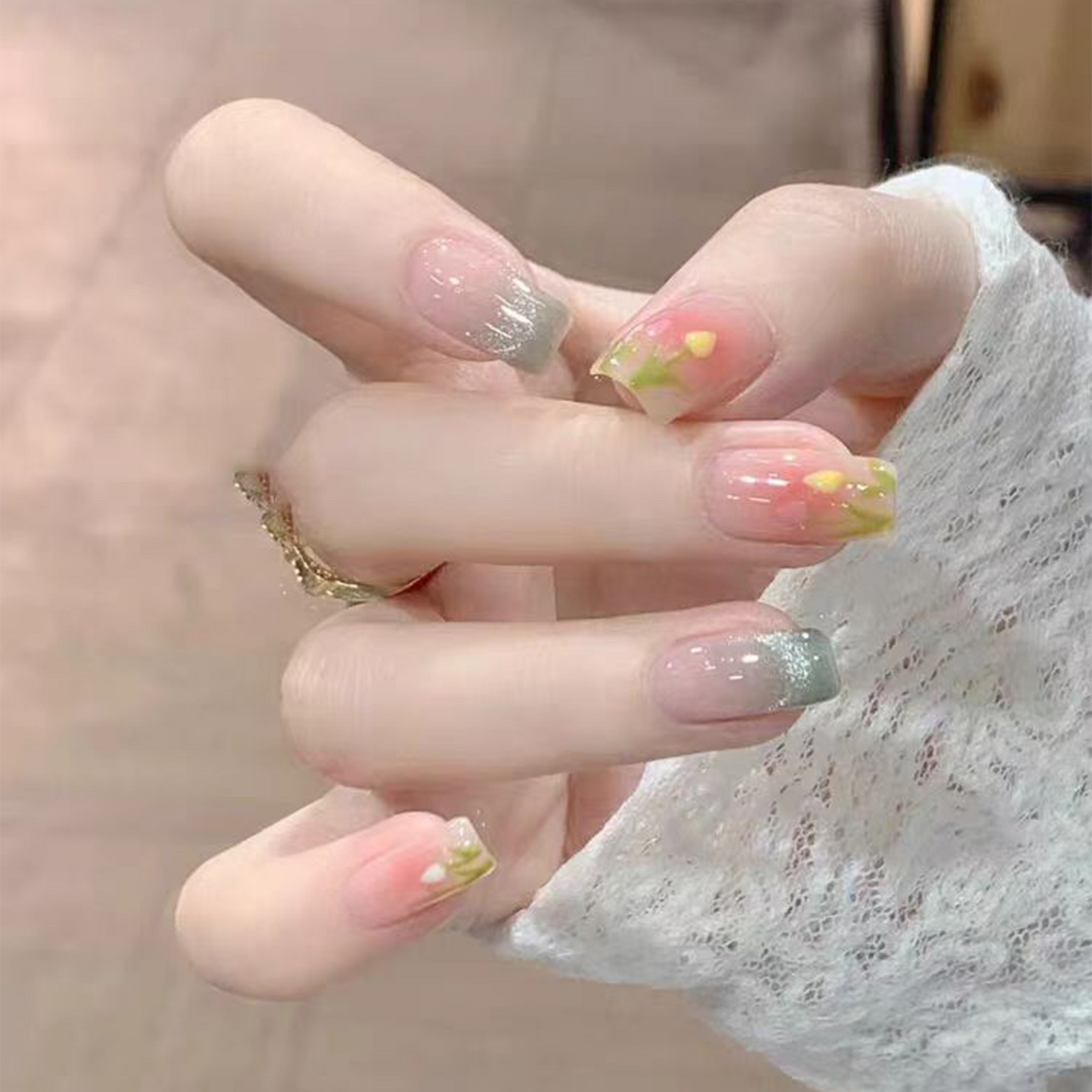 Tulip|Pink Cat Eye Nail|Press On Nails