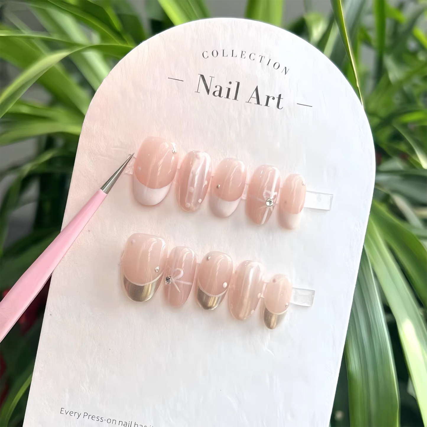 Butterfly Bow|Pink French Tip Nails|Press On Nails
