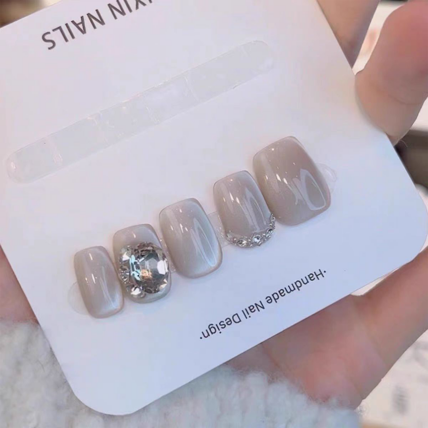 Cat Eye|Champagne Colored Nails|Press On Nails