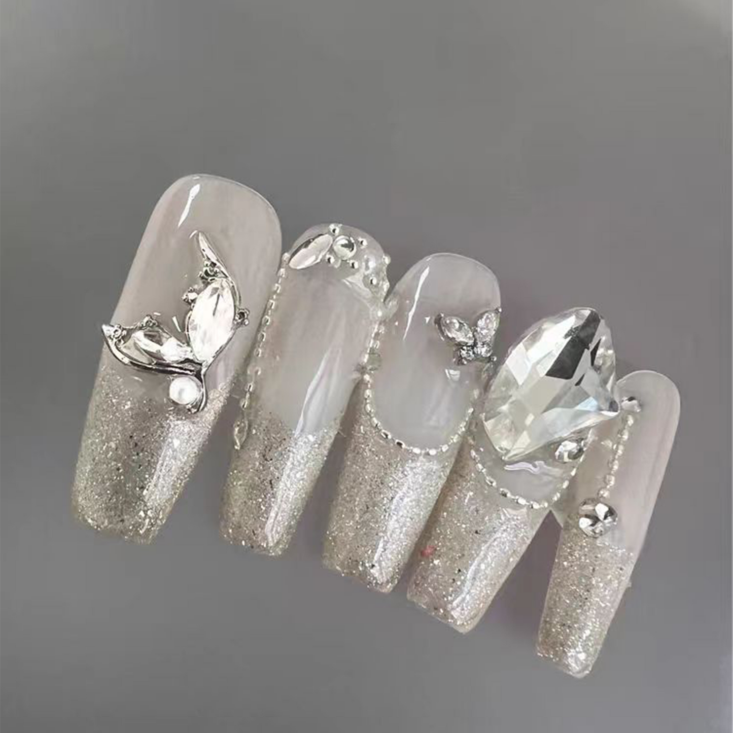 Fairy|French Coffin Diamond Nail|Press On Nails