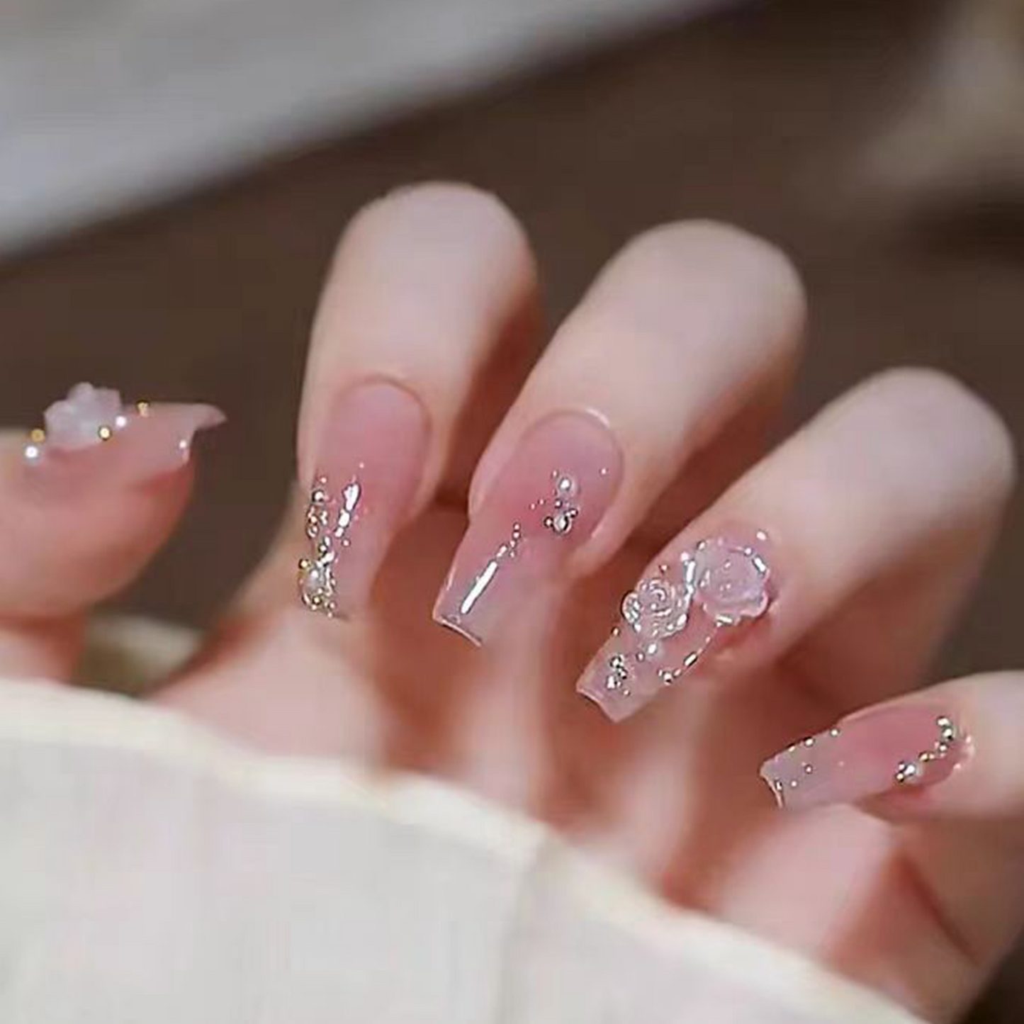 Camellia japonica|Ice-Clear Aurora Nail|Press On Nails