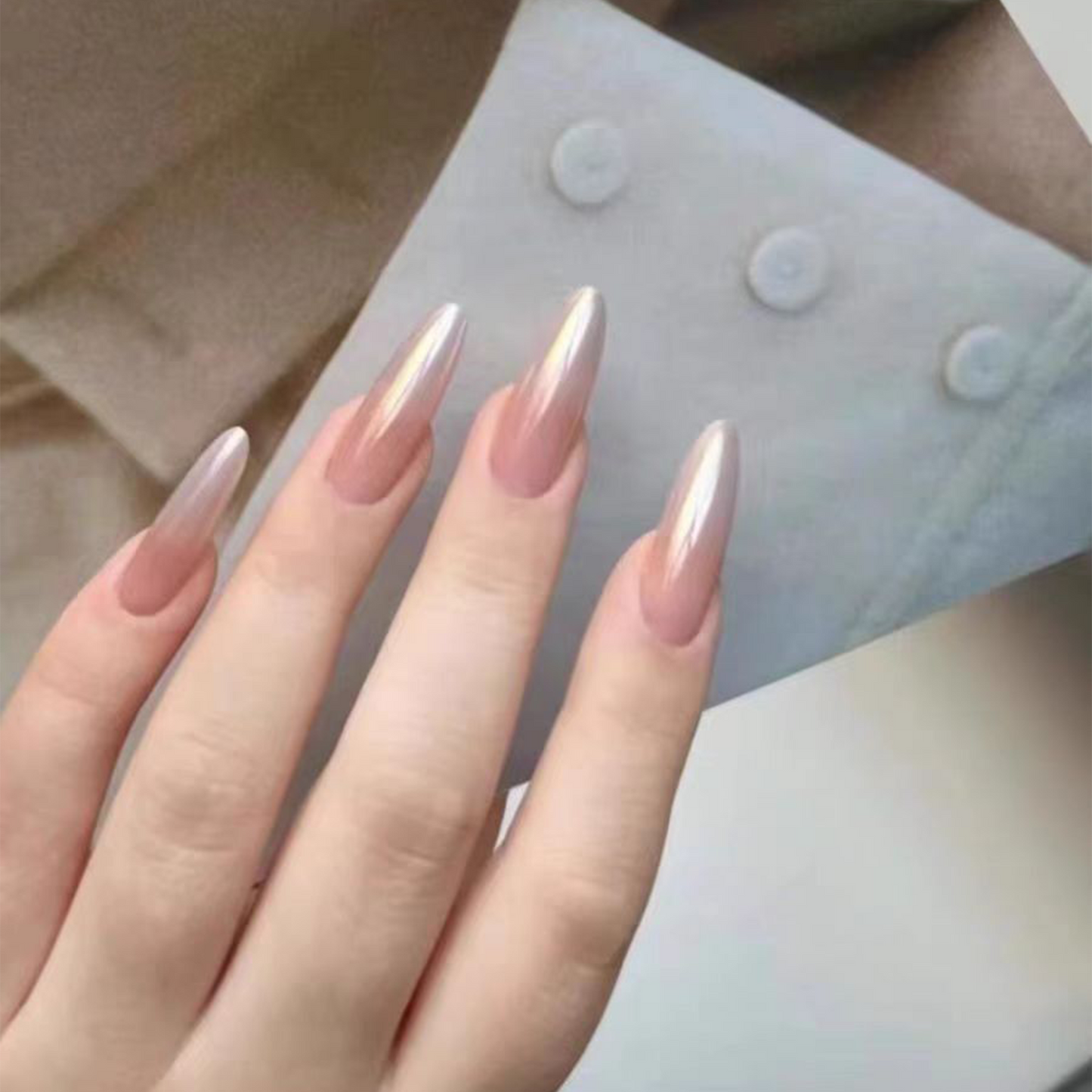 Golden Sunset|Coffin Pink Nail|Press On Nails