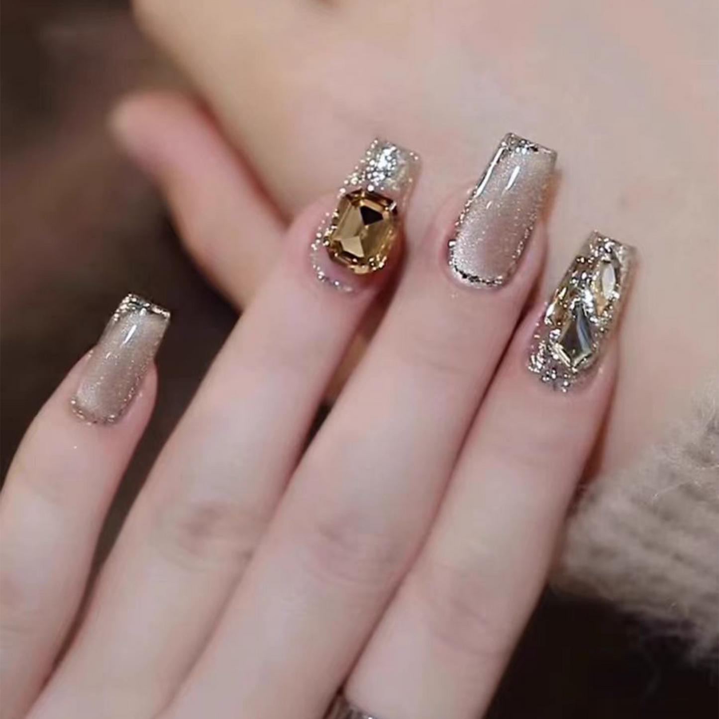 Maillard|Cat's Eye Glitter Nail|Press On Nails