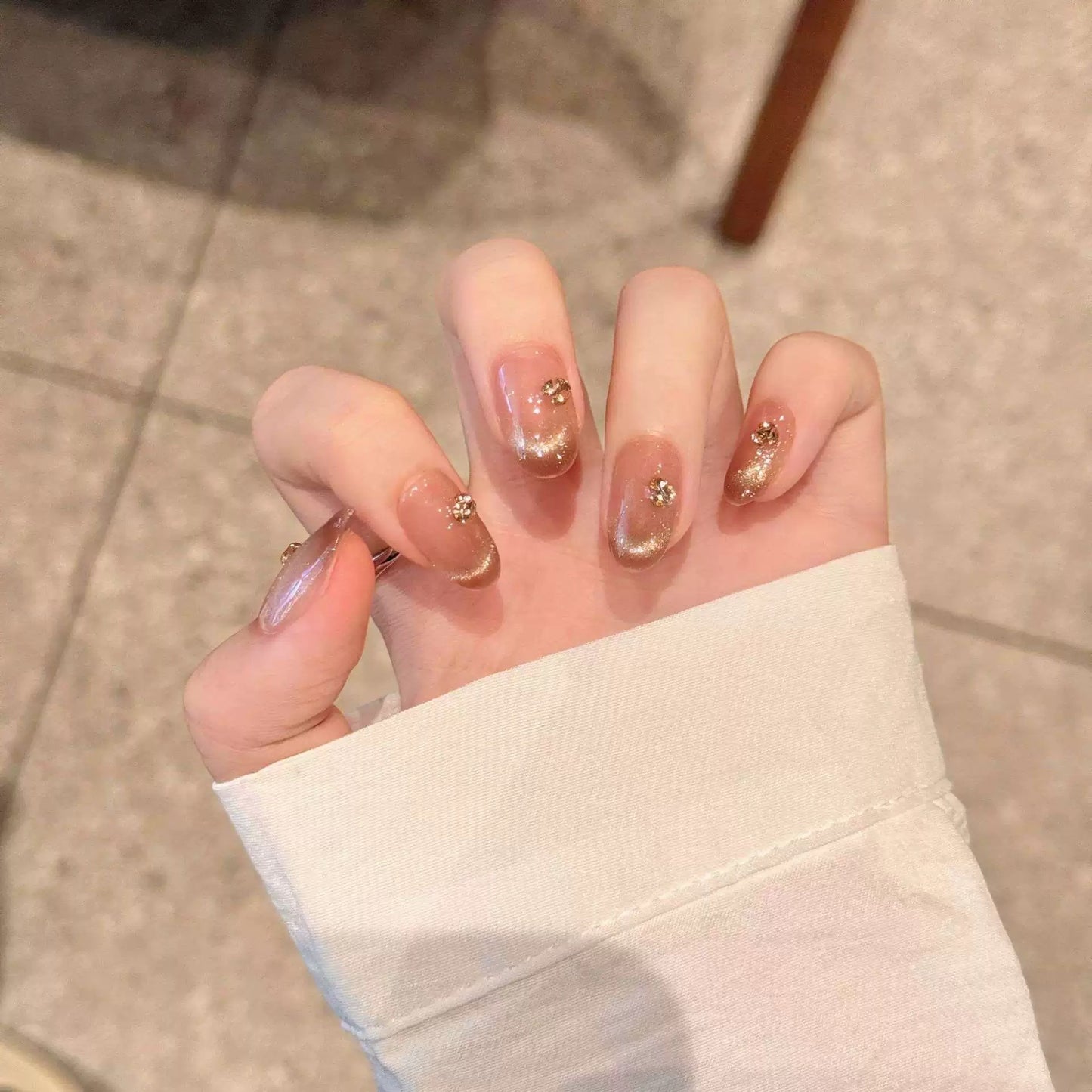 Mocha Cat's Eye|Almond Brown Nail|Press On Nails