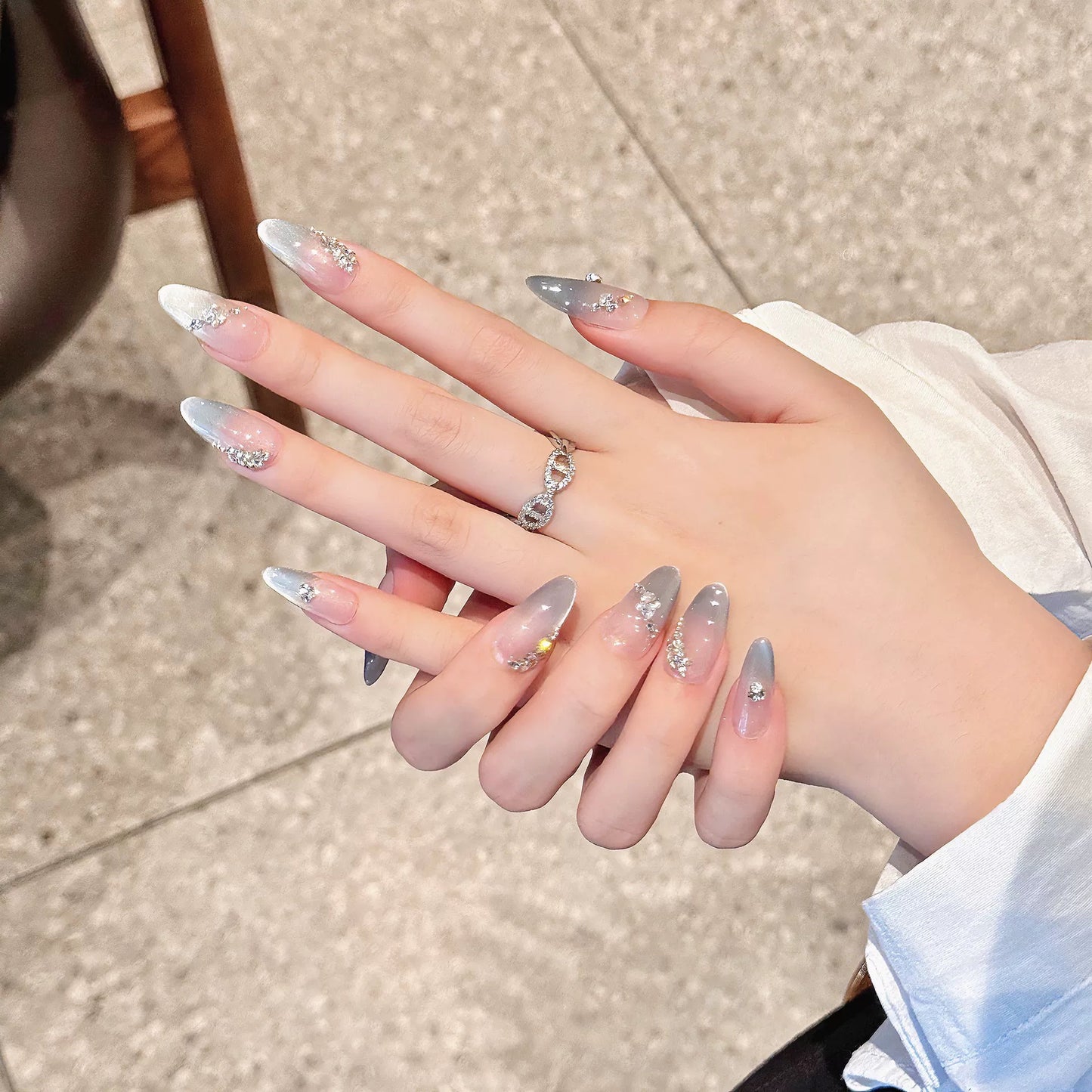 Legends in the Mist|Oval Blue Nail|Press On Nails