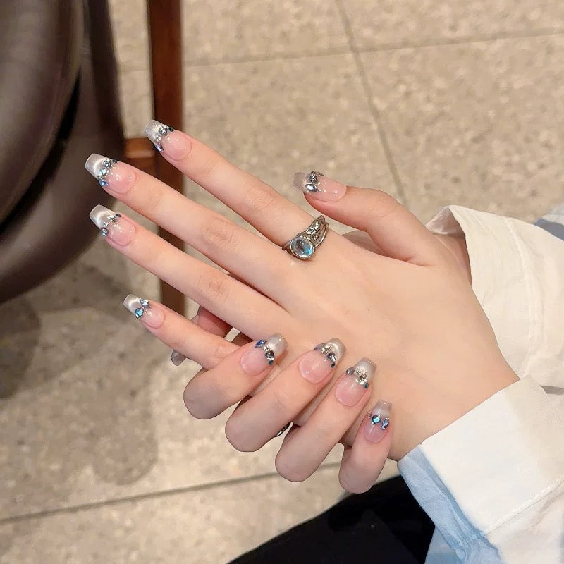 Blue Bells|Coffin Pink Nail|Press On Nails