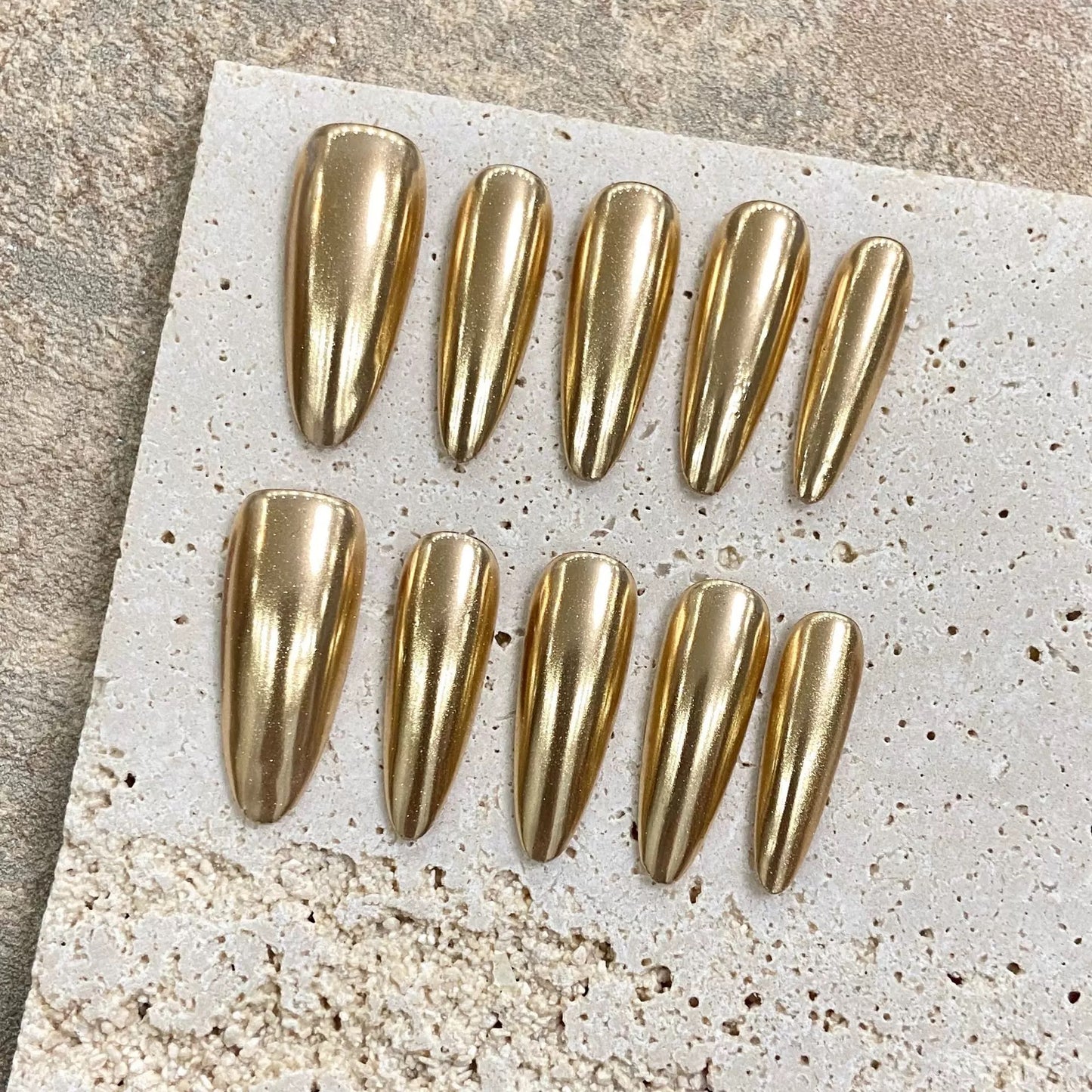 Mistress of Egypt|Almond Gold Nail|Press On Nails