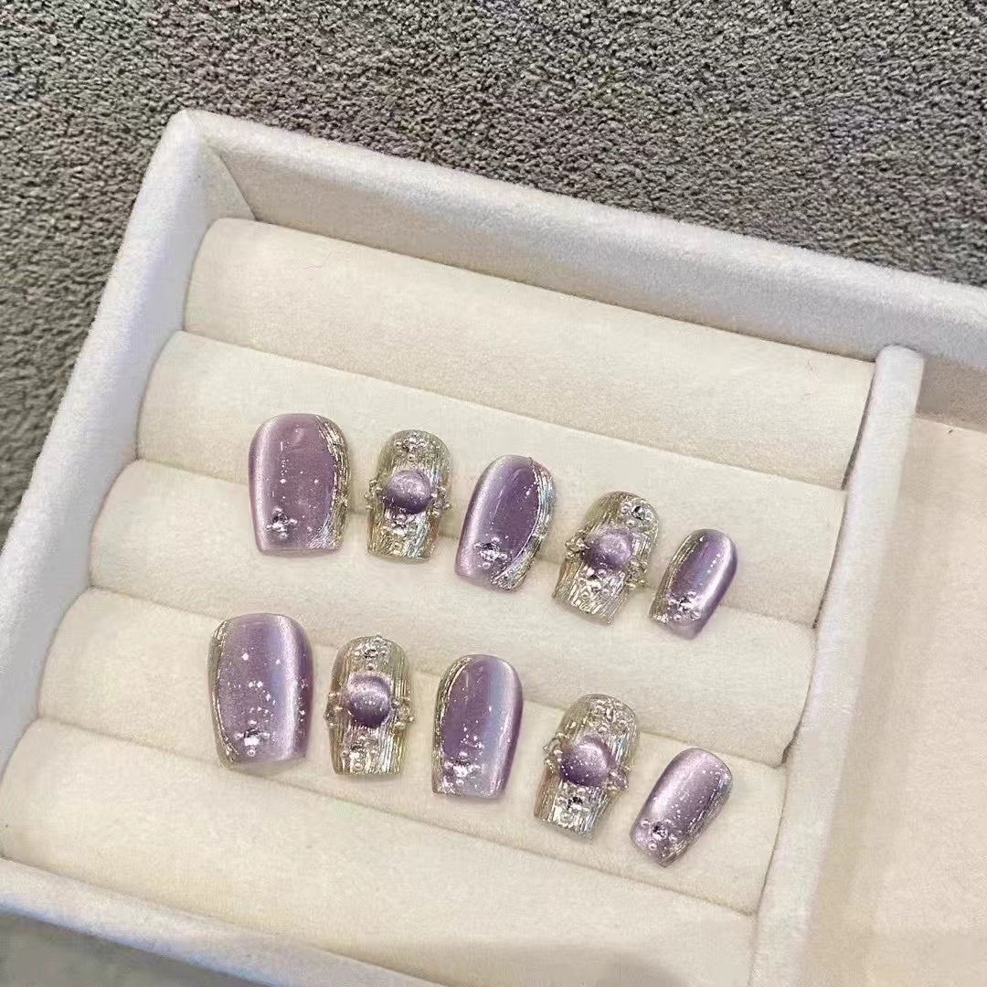 Buccellati|Coffin Purple Nail|Press On Nails