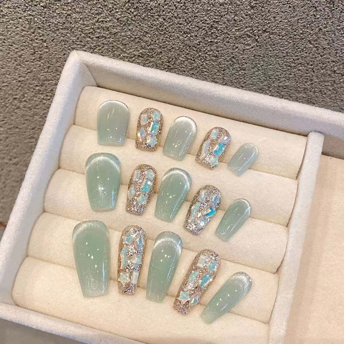 Cooling Mint Scent|Coffin Green Nail|Press On Nails