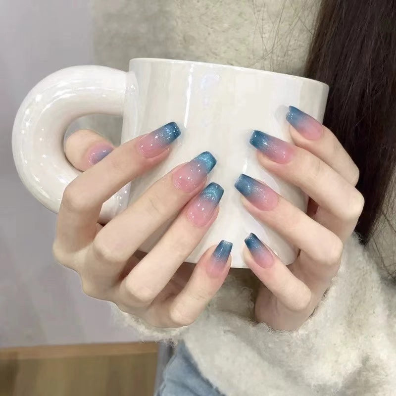 Ethereal Zephyrs|Coffin Pink & Blue Nail|Press On Nails