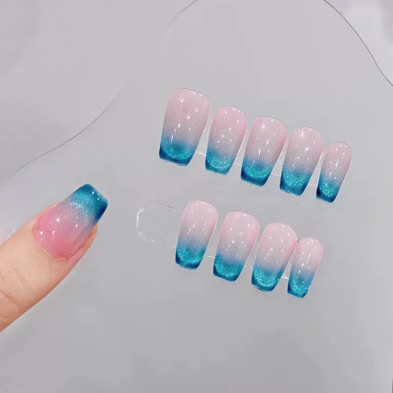 Ethereal Zephyrs|Coffin Pink & Blue Nail|Press On Nails