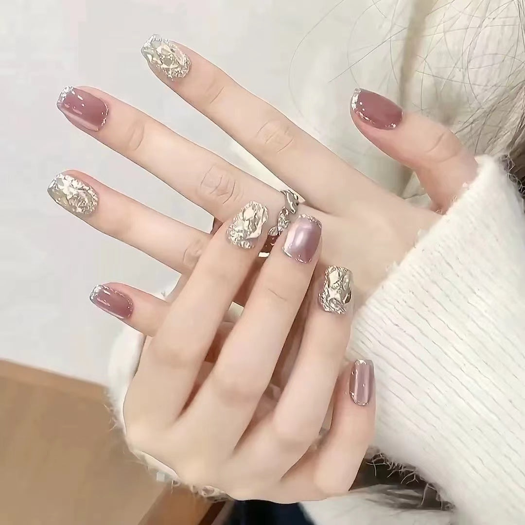 Mocha Light Chaser|Coffin Pink Nail|Press On Nails
