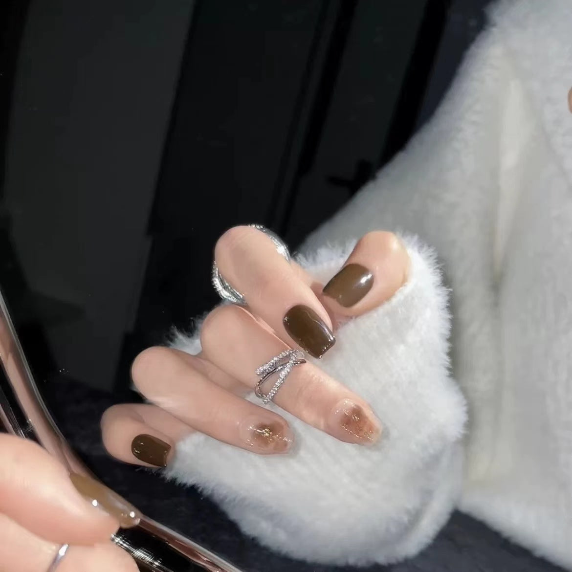 Caramelized Chestnuts|Coffin Brown Nail|Press On Nails