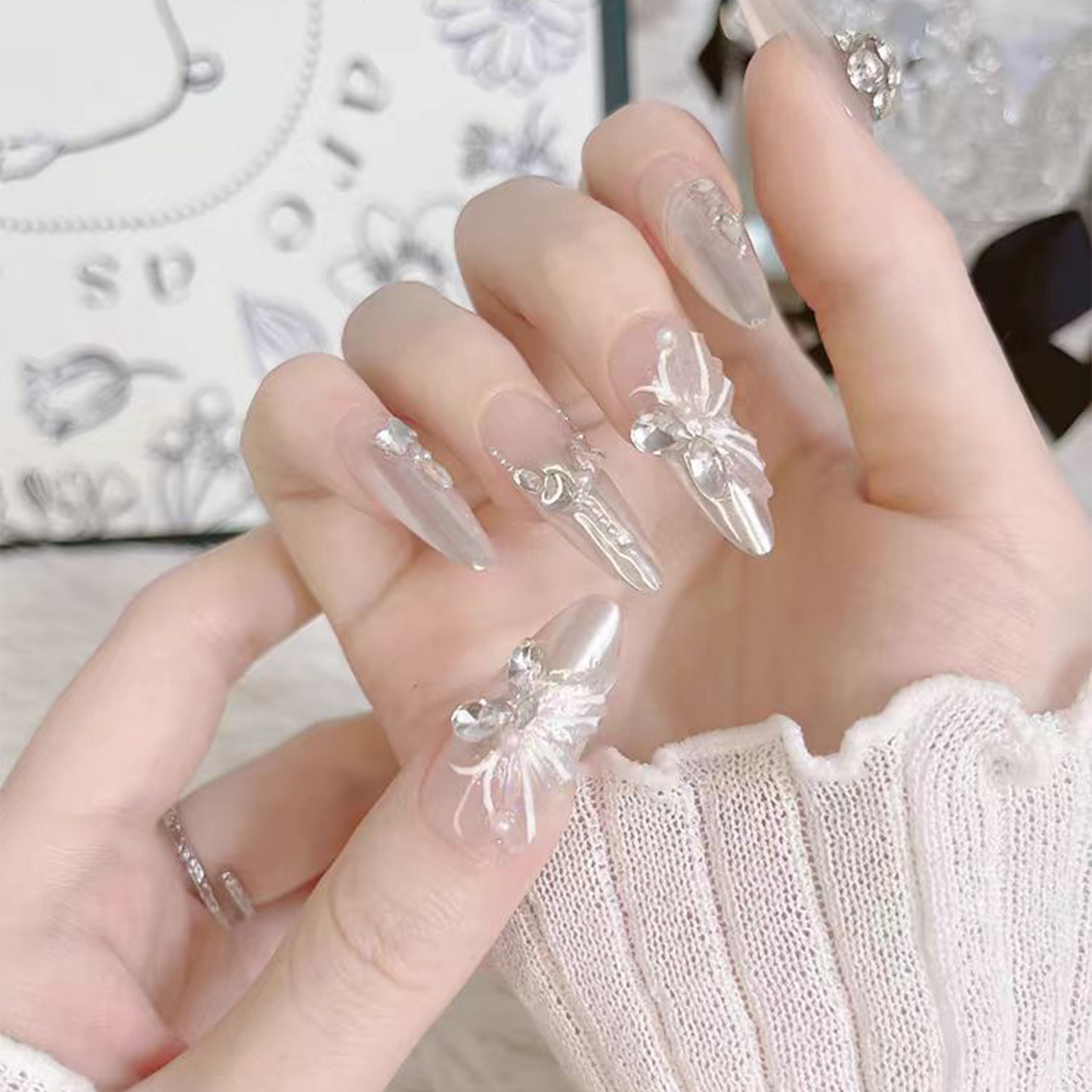 Frozen Butterfly|Dopamine Nail| Press On Nails