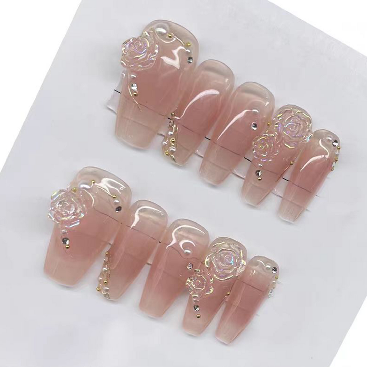 Camellia japonica|Ice-Clear Aurora Nail|Press On Nails