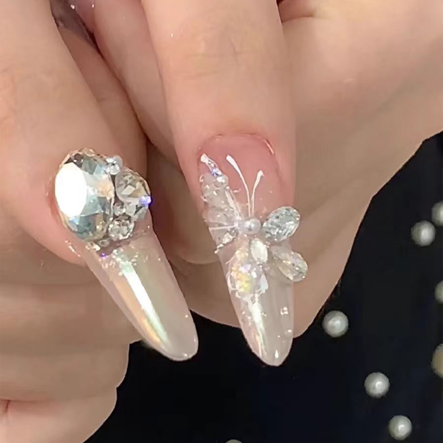 Frozen Butterfly|Dopamine Nail| Press On Nails