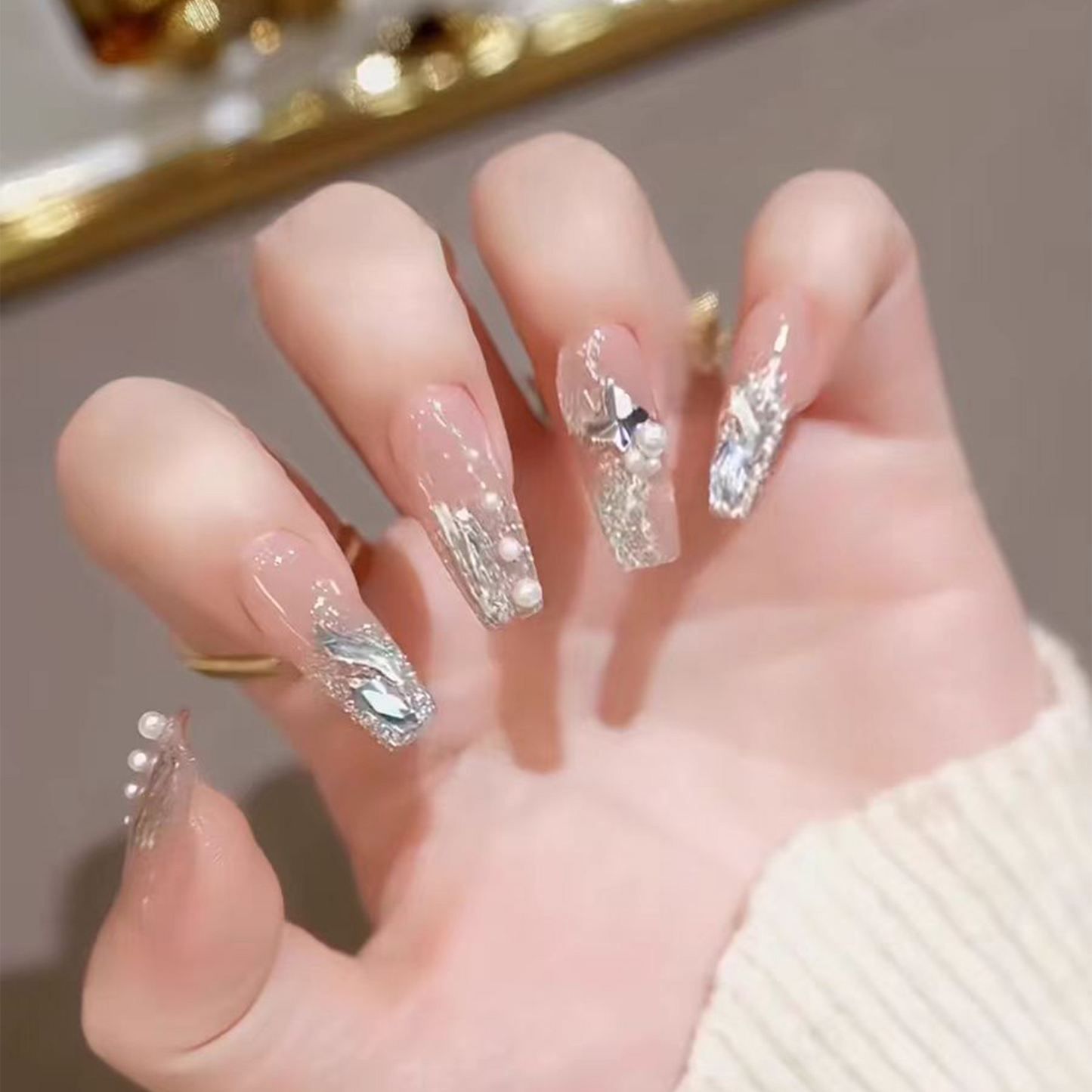 Moonlight Meteor|Glitter Diamond Nail|Press On Nails