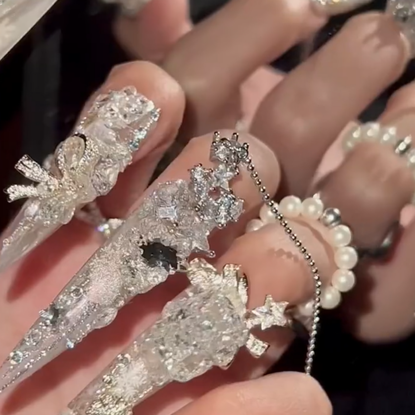 Warm Jade Whispers|Stiletto White Nail|Press On Nails