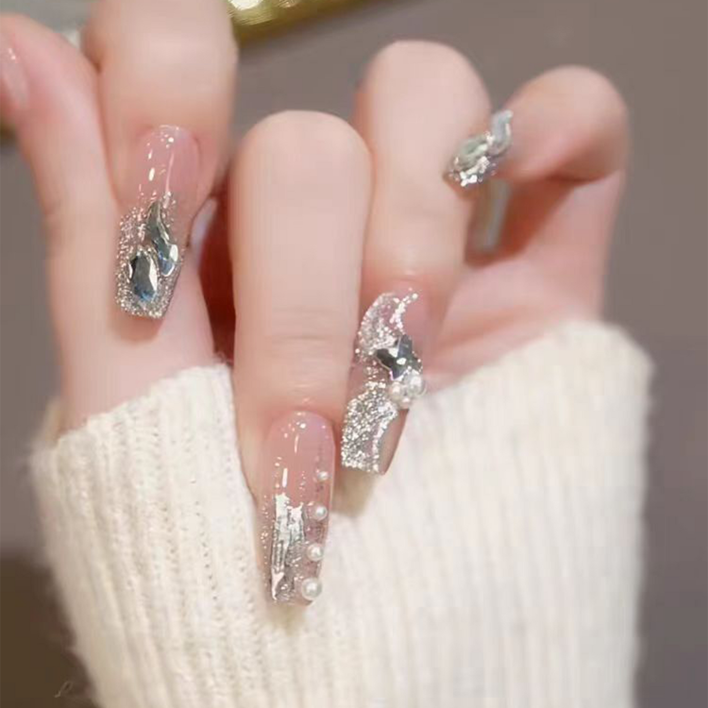 Moonlight Meteor|Glitter Diamond Nail|Press On Nails
