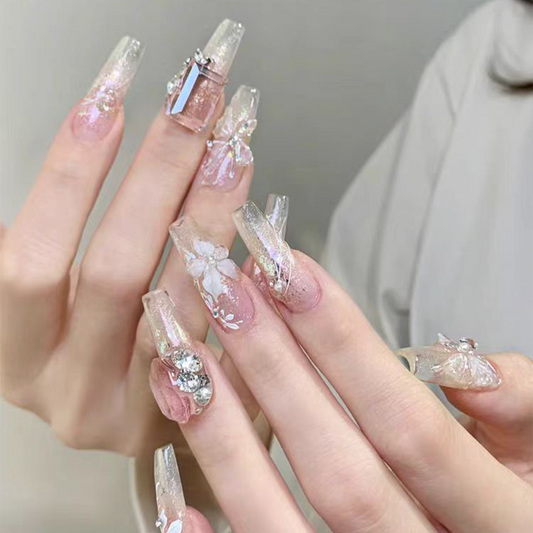 Divine Icicle Blossom｜Big Diamond Nail｜Press On Nails