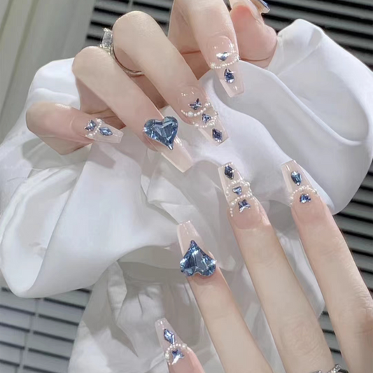 Tears of Blue｜Blue Diamond Nail｜Press On Nails