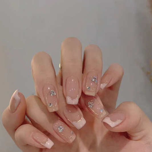 Sweetheart Girl｜Nude Glitter Nail｜Press On Nails