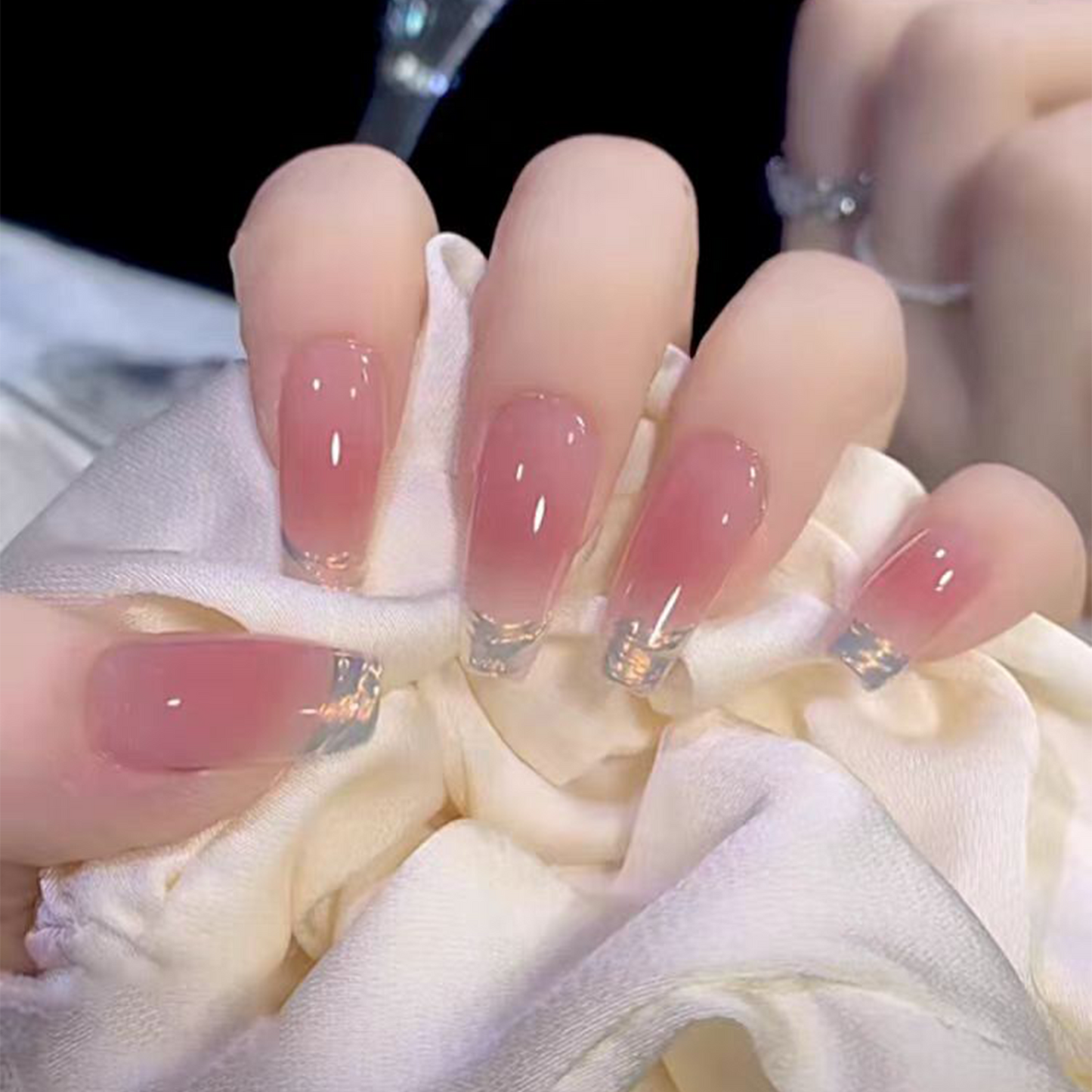 Crinkled Aurora｜Pink Coffin Nail｜Press On Nails