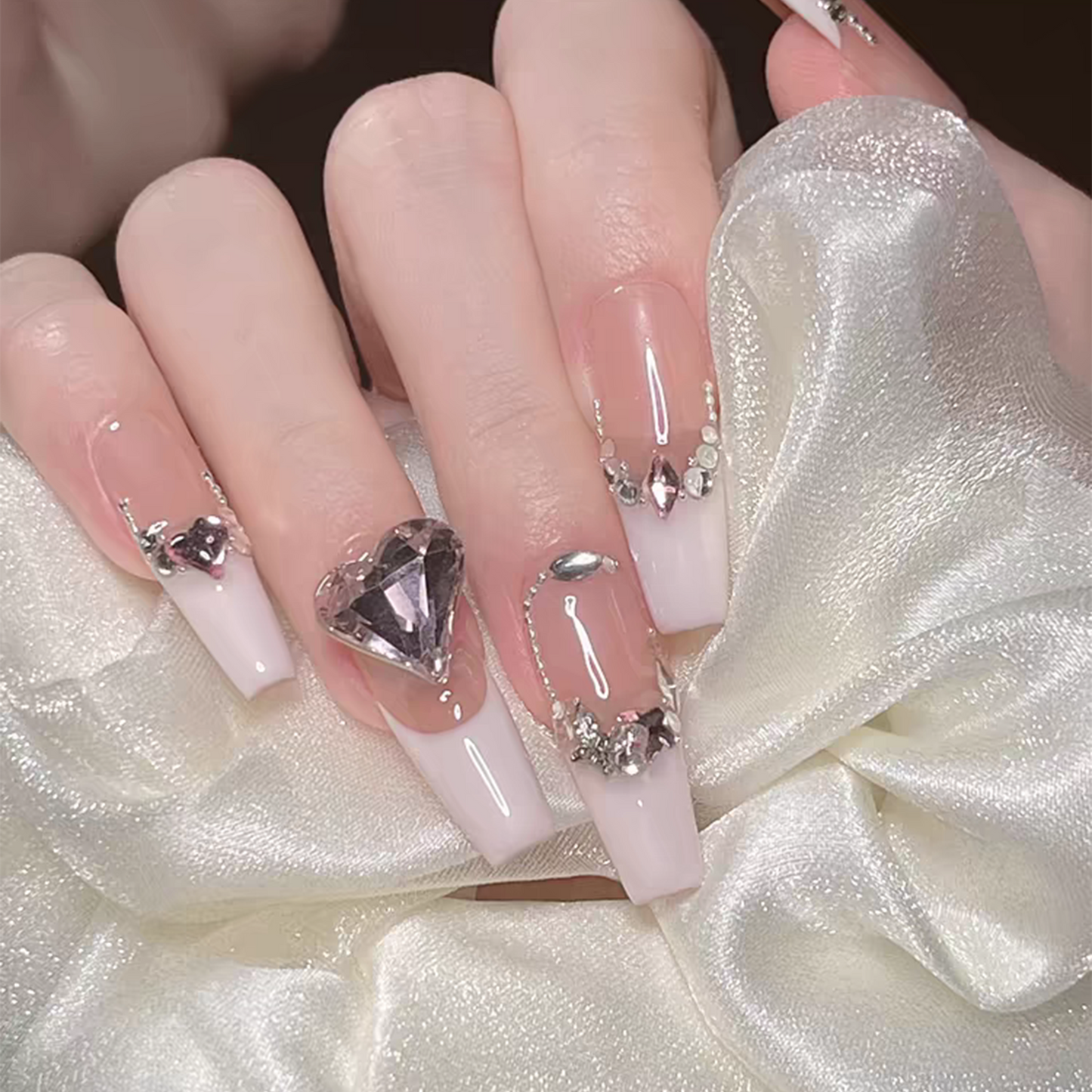 Rich Heiress｜French Nude Glitter Nail｜Press On Nails