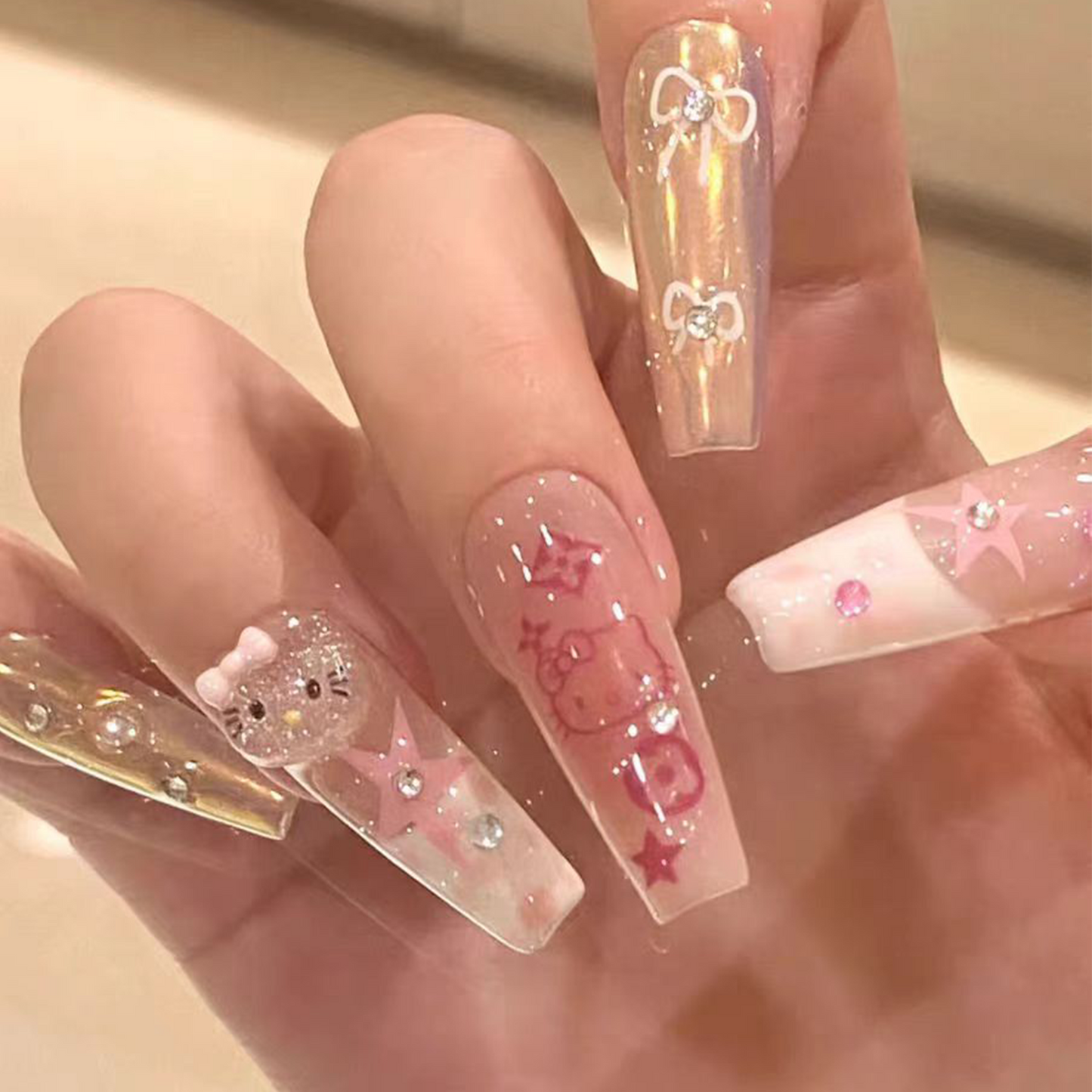 Dreamy First Love｜Cute Kitty Nail｜Press On Nails