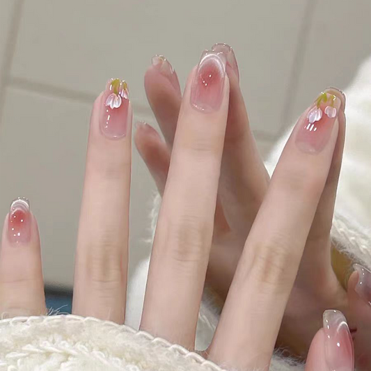 Springtime Freshness｜Pink Tulip Nail｜Press On Nails