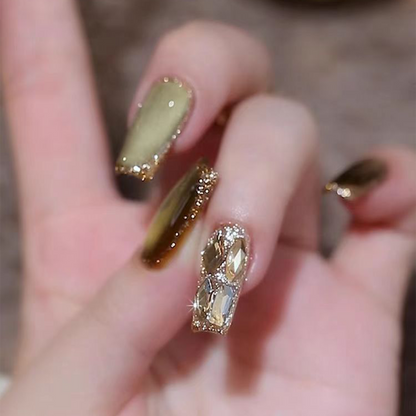 Magic Stone Sprite｜Olive Green Cat Eye Nail｜Press On Nail