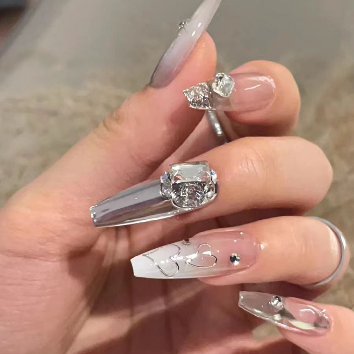 Magical Mirror | Silver Nail Stiletto｜Press On Nails