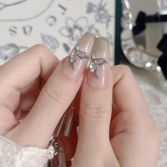 Fairy｜French Coffin Diamond Nail｜Press On Nails