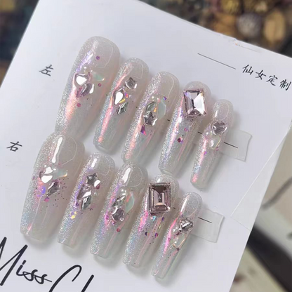 Fine Glitter｜Dopamine Cat's Eye Nail｜Press On Nails