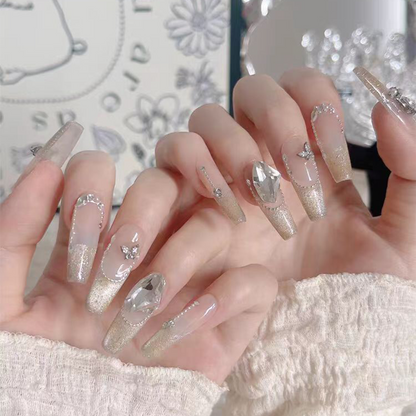 Fairy｜French Coffin Diamond Nail｜Press On Nails