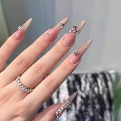 Cat's Eye｜Pink French Nail Tips｜Press On Nails