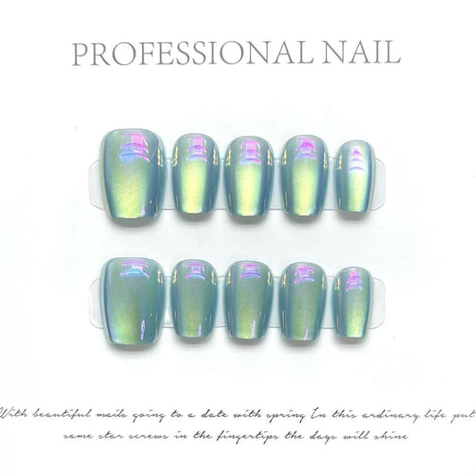 Aurora Fantasia｜Coffin Blue Nail｜Press On Nails