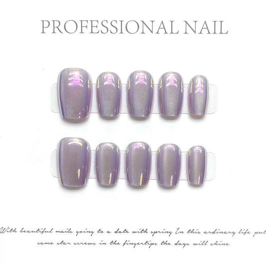 Misty Dusk Hills｜Coffin Purple Nail｜Press On Nails