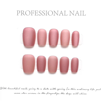 Red Bean Paste｜Coffin Pink Nail｜Press On Nails