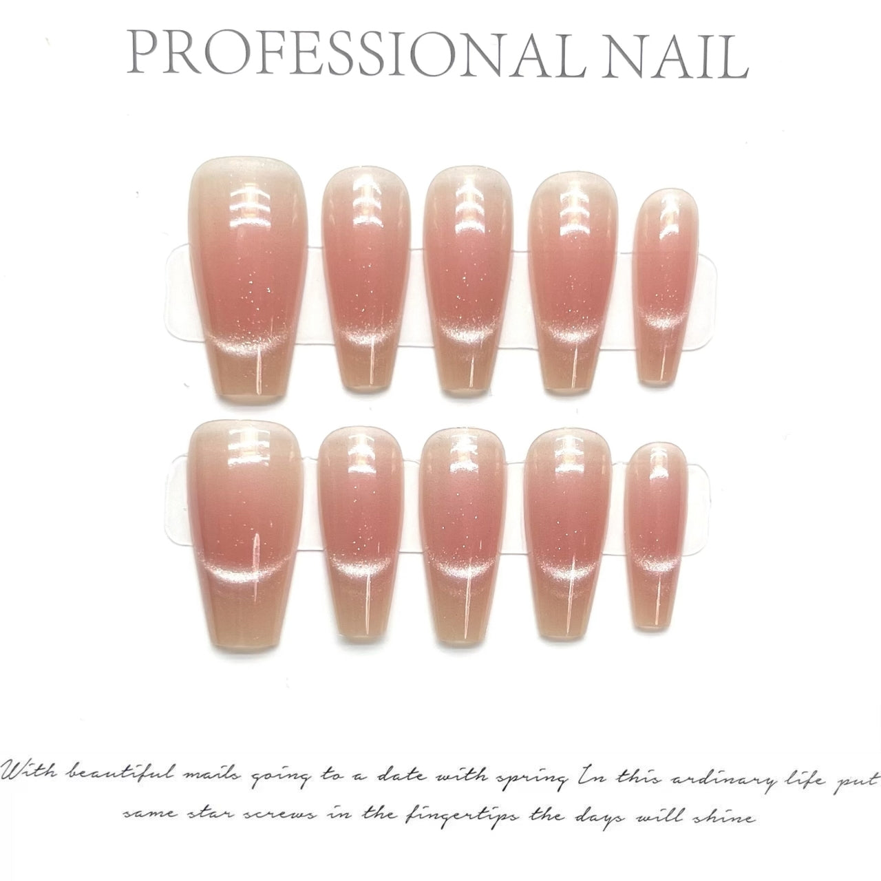 Peaches in Rice Wine｜Coffin Pink Nail｜Press On Nails