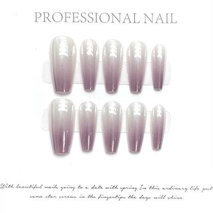 Taro Paste Boba｜Coffin Purple Nail｜Press On Nails