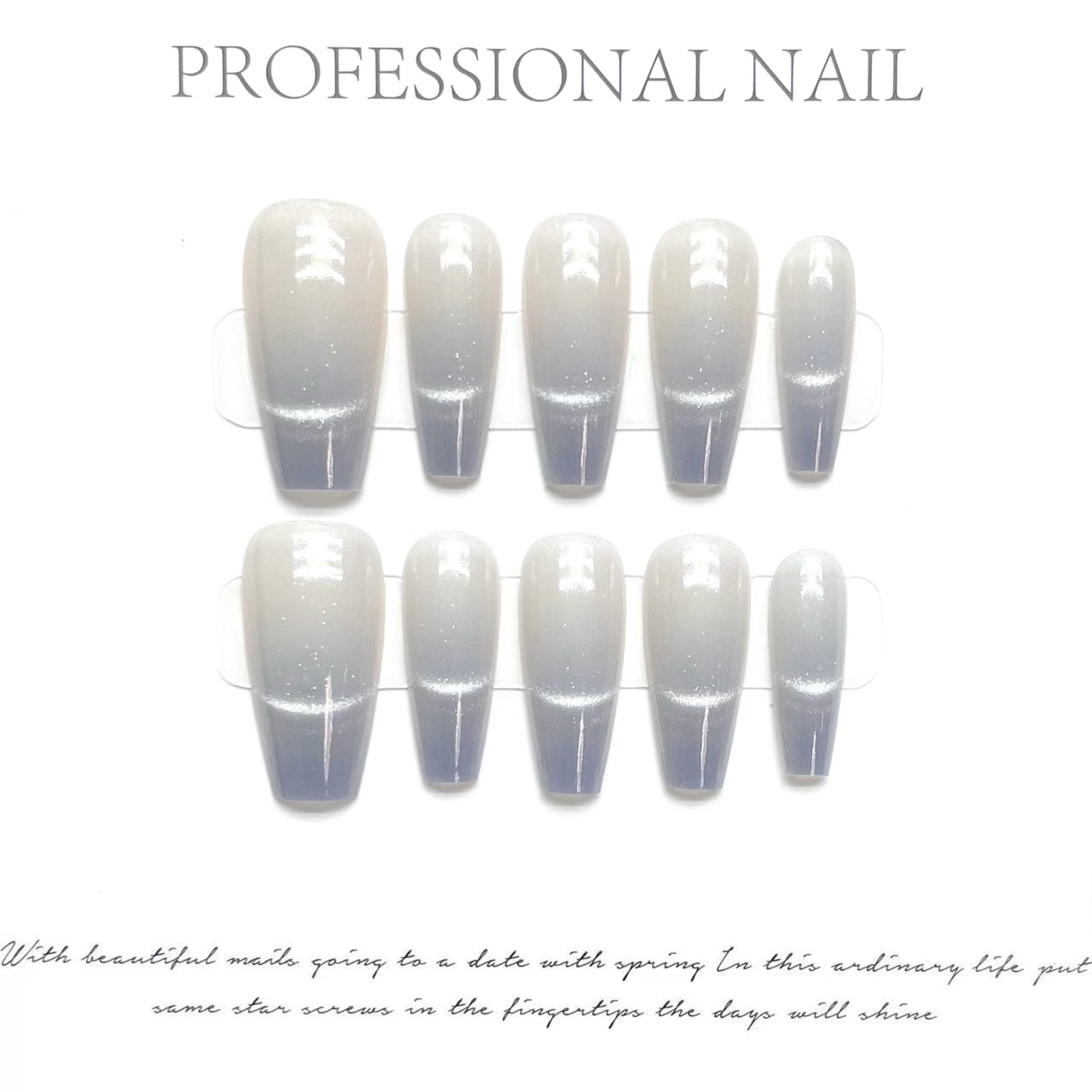 Dreamy Sea Salt｜Coffin Blue Nail｜Press On Nails