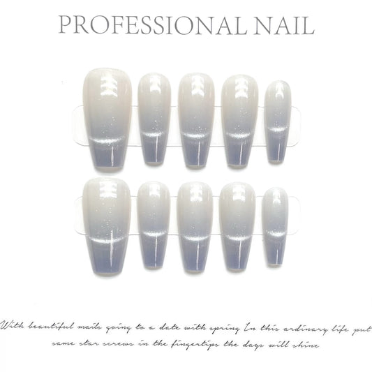 Dreamy Sea Salt｜Coffin Blue Nail｜Press On Nails