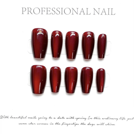 Gourmet Cherries｜Coffin Red Nail｜Press On Nails