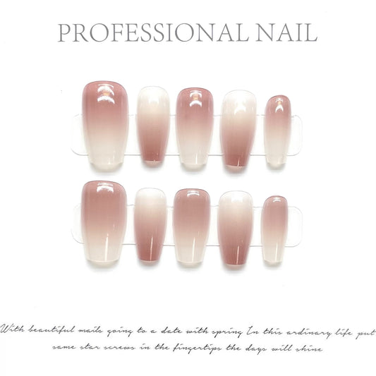 Peach Oolong Tea｜Coffin Pink Nail｜Press On Nails