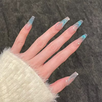Legends of the Mermaid｜Coffin Blue Nail｜Press On Nails