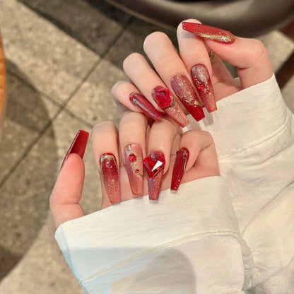 Ruby Queen｜Coffin Red Nail｜Press On Nails