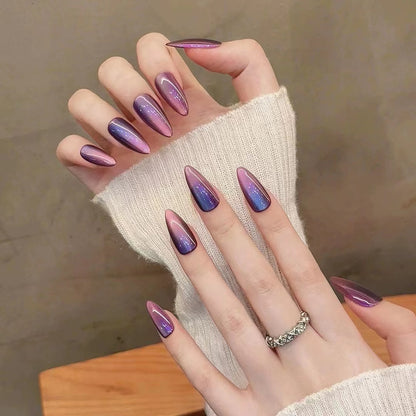 Dreamy Radiance｜Almond Purple Nail｜Press On Nails