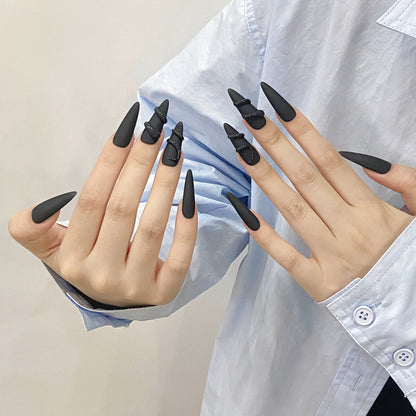 Shadow Serpent｜Oval Black Nail｜Press On Nails